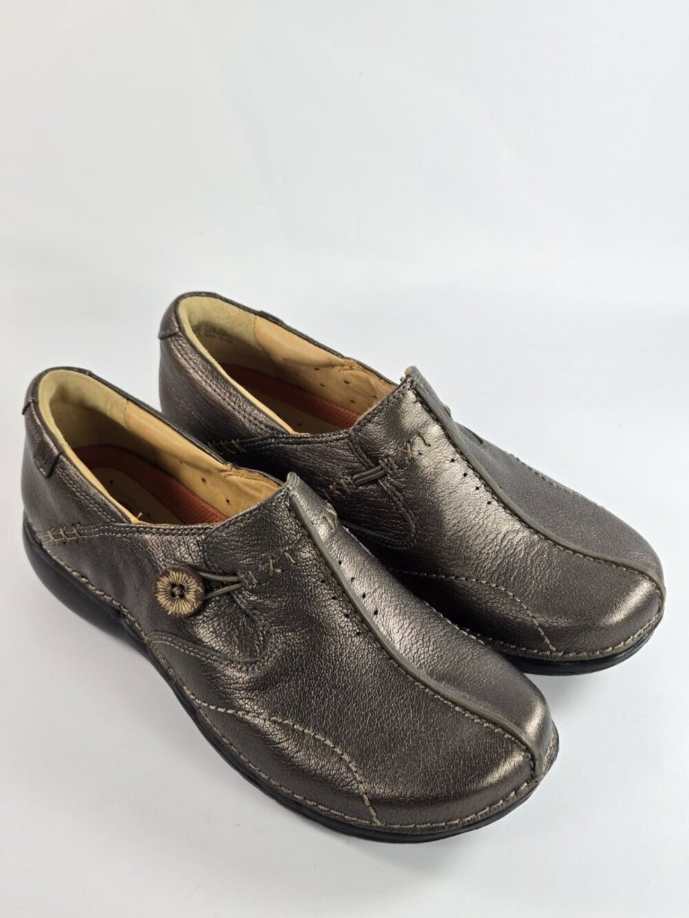 Clarks Un Loop Unstructured Womens Comfort Shoes Brown Leather 7.5